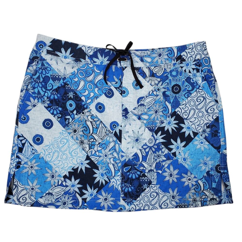 Ripskirt Hawaii Patchwork Blues Sport Skirt Womens XXL Golf Pickleball Pockets